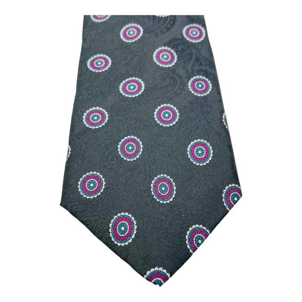 Saks Fifth Avenue Men's Tie W/Paisely & Circular Designs - Picture 6 of 7